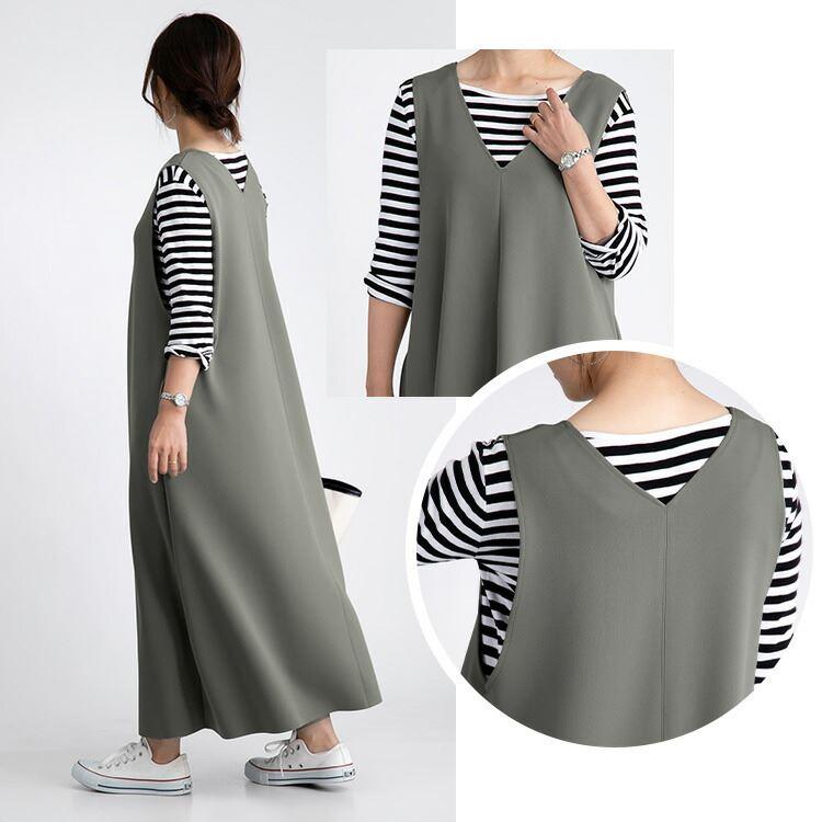 【送料無料/日本製】 きれいめジャンパースカート 洗える レディース トップス ワンピース ジャンスカ ストレッチ 体型カバー 7546 |  | 12