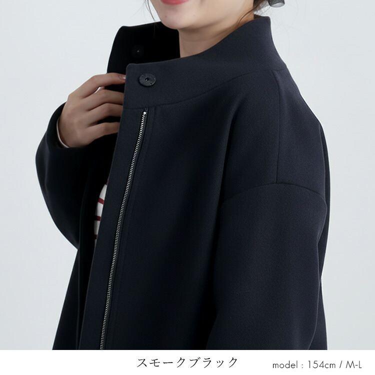 【送料無料/再入荷】洗えるウールライクコート S-LL 洗える 長袖 レディース アウター コート ショート丈 ジャケット 軽量 フェイクウール ぽわん袖 |  | 13