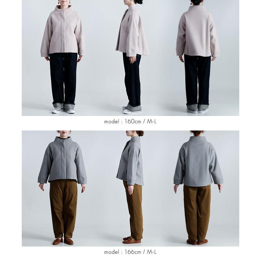 【送料無料/再入荷】 洗えるウールライクコート 6色 S-LL 洗える 長袖 レディース アウター コート ショート丈 ジャケット 軽量 フェイクウール ぽわん袖 |  | 16