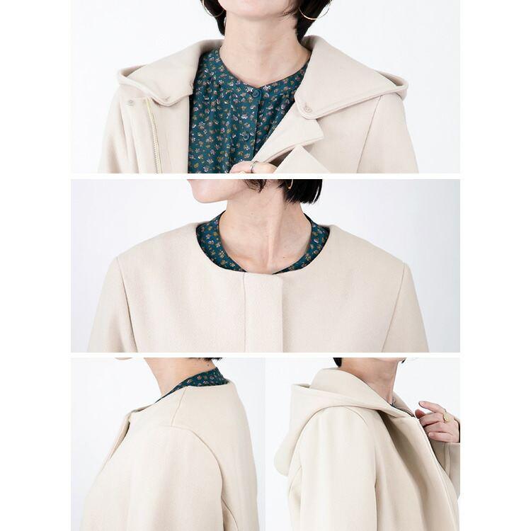 【送料無料/再入荷】ウールライクコート 8色 M-LL 洗える フード取外し可 長袖 レディース アウター ジャケット コート |  | 14