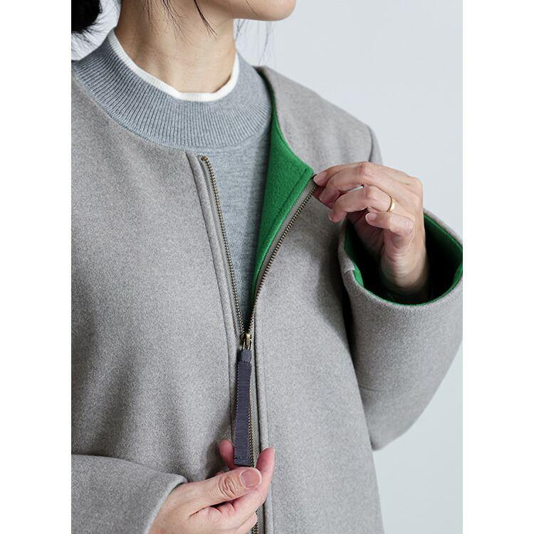 【オレンジのみ大幅値下】配色デザインコート M-LL 洗える ミドル丈 長袖 レディース アウター コート ノーカラー ウールメルトン調 ウールライク 春秋冬 |  | 10