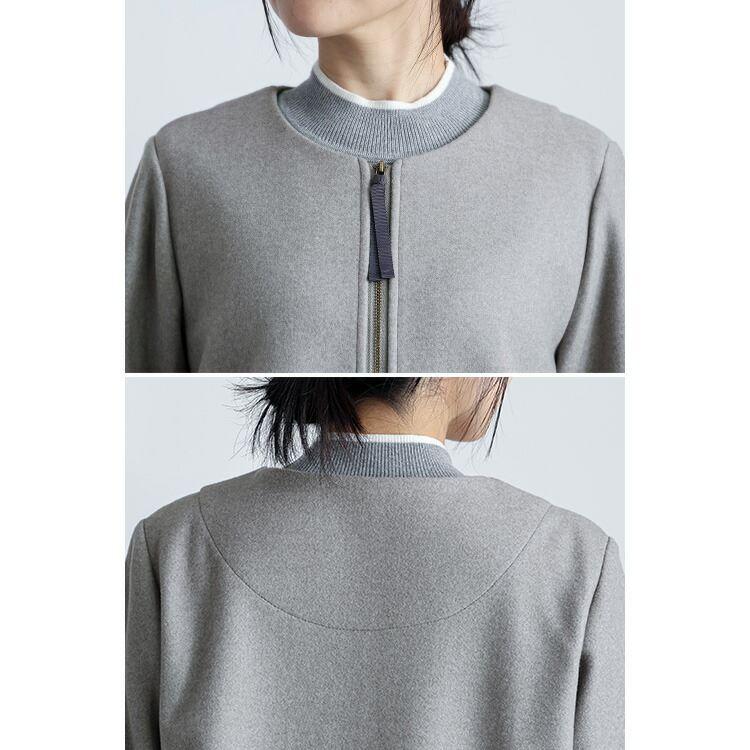 【送料無料】 配色デザインコート 4色 M-LL 洗える ミドル丈 長袖 レディース アウター コート ノーカラー ウールメルトン調 バイカラー ストレッチ |  | 14