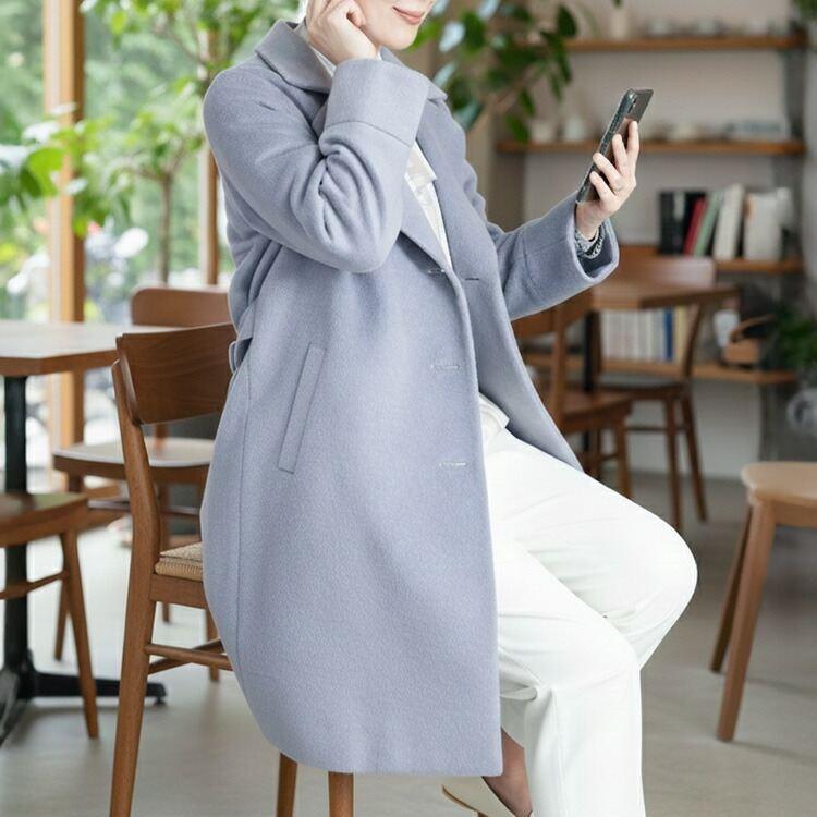 【新作モデルで再入荷】【送料無料】 きれいめウールブレンドコート 3色 M-LL 洗える 長袖 レディース アウター コート ロングコート ウール混 |  | 10