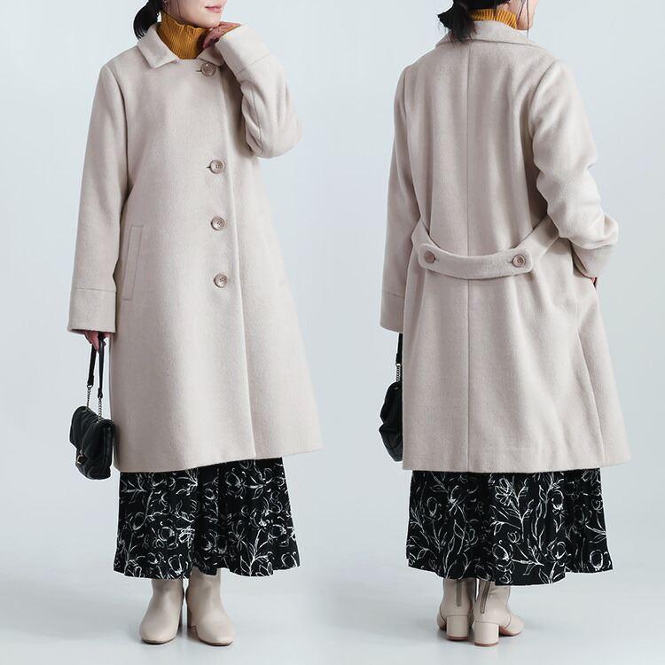 【新作モデルで再入荷】【送料無料】 きれいめウールブレンドコート 3色 M-LL 洗える 長袖 レディース アウター コート ロングコート ウール混 |  | 07