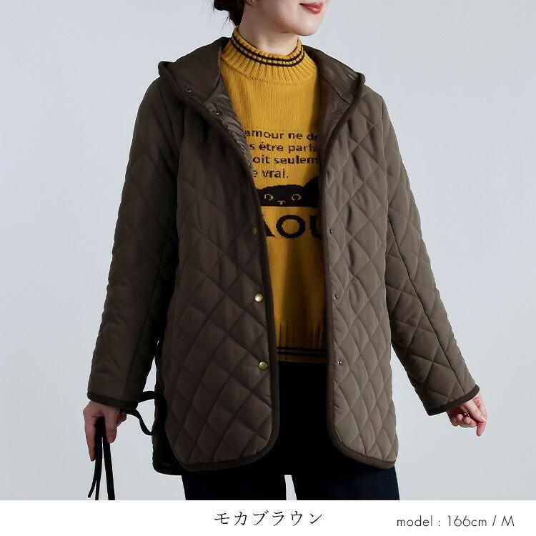 【送料無料/再入荷】 ピーチタッチキルティングコート 6色 M-LL 洗える 中わた 長袖 レディース アウター ジャケット コート 裏地あり フード キルト 中綿 防寒 |  | 09