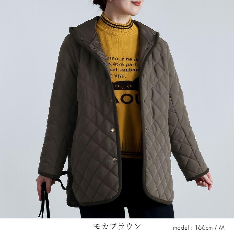 【再入荷】【送料無料】 ピーチタッチキルティングコート 6色 洗える 中わた 中綿 長袖 レディース アウター ジャケット コート 裏地あり フード キルト 軽量 |  | 15