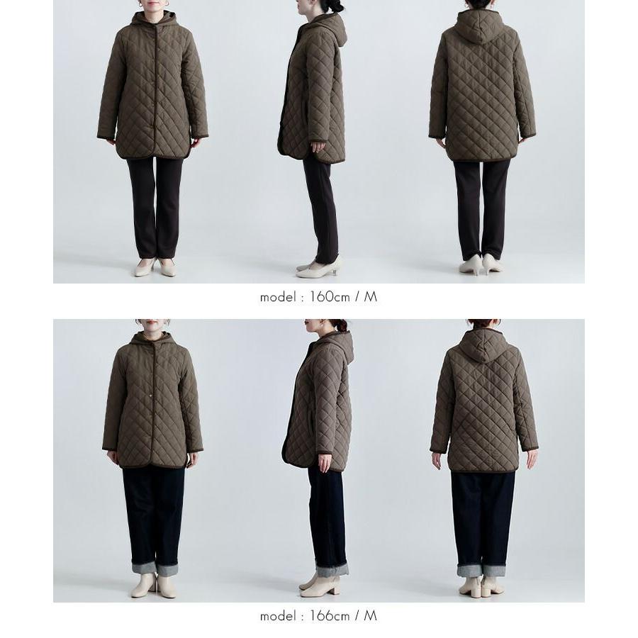 【送料無料/再入荷】 ピーチタッチキルティングコート 6色 M-LL 洗える 中わた 長袖 レディース アウター ジャケット コート 裏地あり フード キルト 中綿 防寒 |  | 16