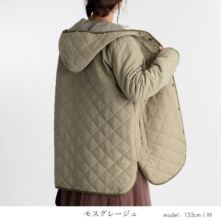 【送料無料/再入荷】 ピーチタッチキルティングコート 6色 M-LL 洗える 中わた 長袖 レディース アウター ジャケット コート 裏地あり フード キルト 中綿 防寒 |  | 05