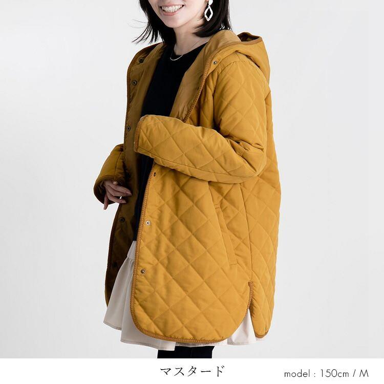 【送料無料/再入荷】 ピーチタッチキルティングコート 6色 M-LL 洗える 中わた 長袖 レディース アウター ジャケット コート 裏地あり フード キルト |  | 06