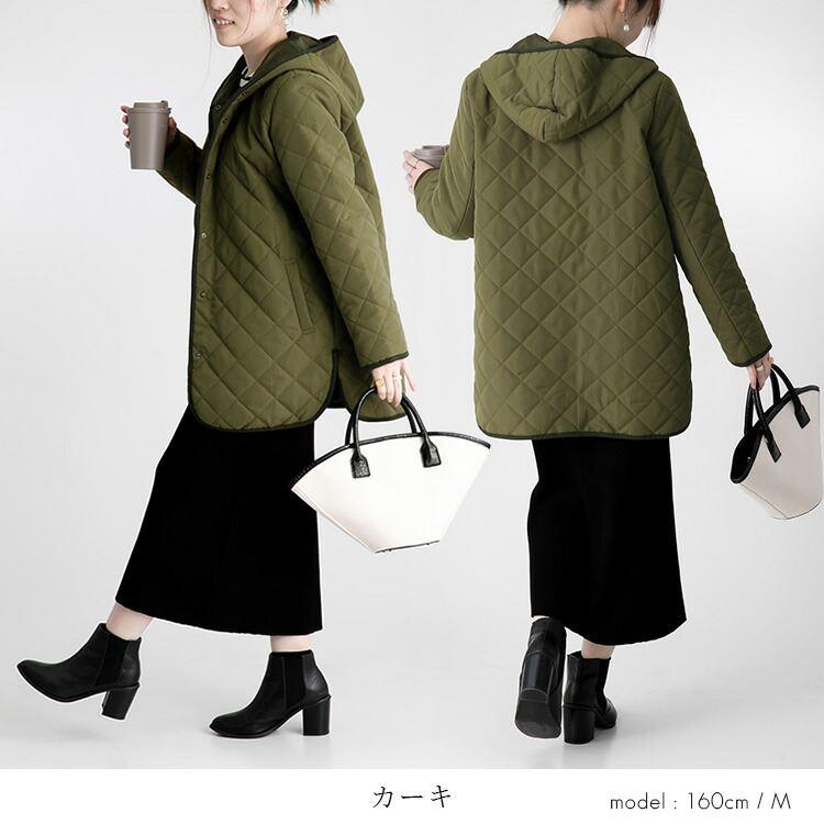 【送料無料/再入荷】 ピーチタッチキルティングコート 6色 M-LL 洗える 中わた 長袖 レディース アウター ジャケット コート 裏地あり フード キルト 中綿 防寒 |  | 08