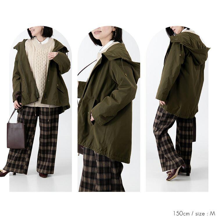 【カーキMがラスト数枚のみ】【送料無料】 ピーチスキンブルゾン 洗える 長袖 裏地付 フード レディース アウター コート ジャケット モッズコート |  | 09