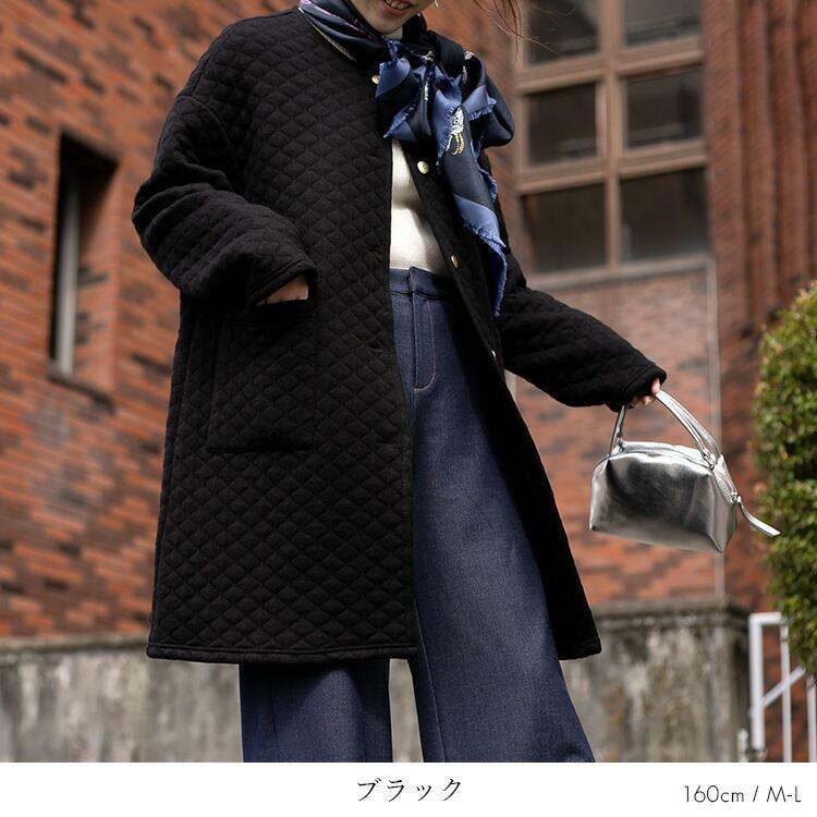 【送料無料】 ニットキルトコート M-3L 3色 洗える 長袖 レディース アウター コート ニット キルト キルティングコート セットアップ ジャカード編み |  | 13