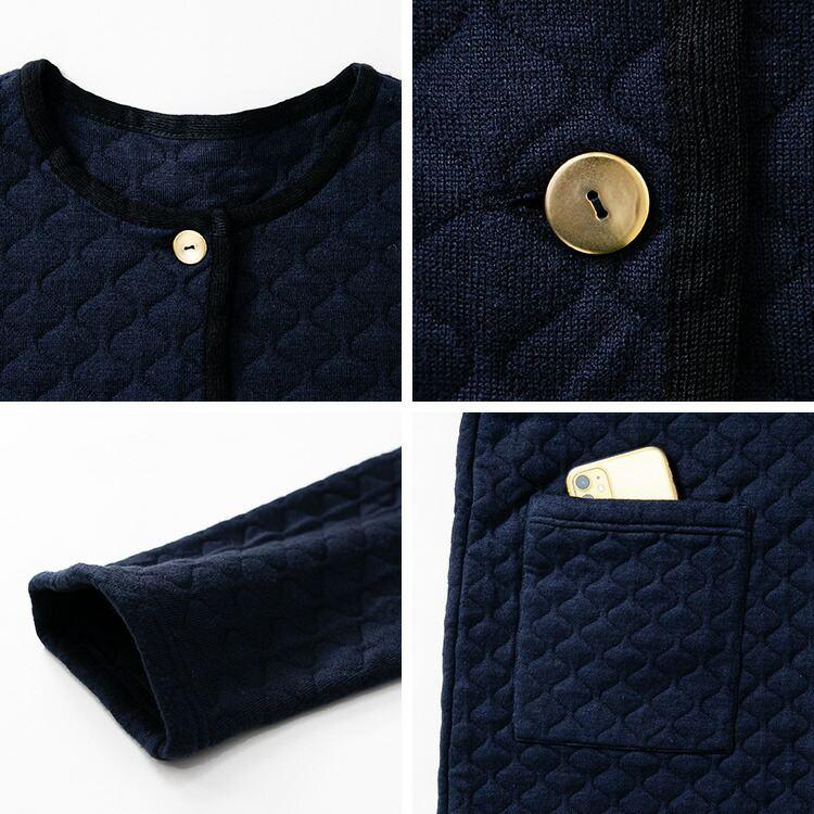 【送料無料】 ニットキルトコート M-3L 3色 洗える 長袖 レディース アウター コート ニット キルト キルティングコート セットアップ ジャカード編み |  | 16