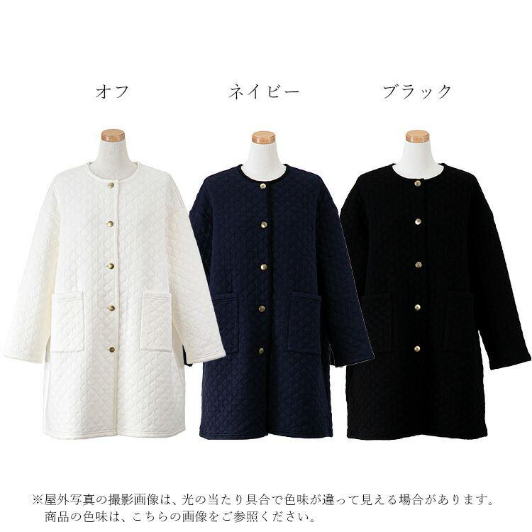 【送料無料】 ニットキルトコート M-3L 3色 洗える 長袖 レディース アウター コート ニット キルト キルティングコート セットアップ ジャカード編み |  | 19