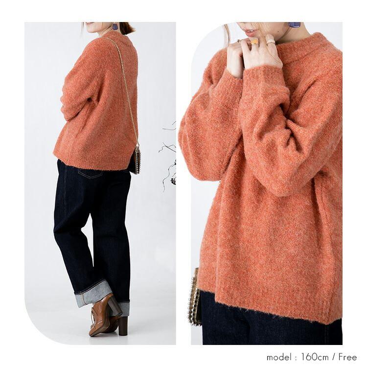 【送料無料/再入荷】 もちふわミックスブークレ袖ぽわんニット 5色 M-L 洗える レディース トップス ニット ブークレニット 上品 |  | 10