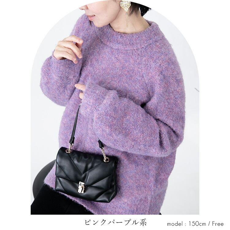 【送料無料/再入荷】 もちふわミックスブークレ袖ぽわんニット 5色 M-L 洗える レディース トップス ニット ブークレニット 上品 |  | 11