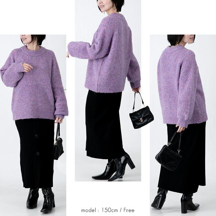 【送料無料/再入荷】 もちふわミックスブークレ袖ぽわんニット 5色 M-L 洗える レディース トップス ニット ブークレニット 上品 |  | 12