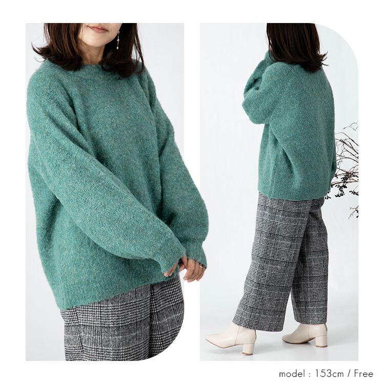 【送料無料/再入荷】 もちふわミックスブークレ袖ぽわんニット 5色 M-L 洗える レディース トップス ニット ブークレニット 上品 |  | 14