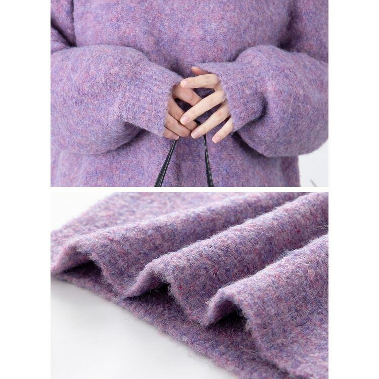 【送料無料/再入荷】 もちふわミックスブークレ袖ぽわんニット 5色 M-L 洗える レディース トップス ニット ブークレニット 上品 |  | 16