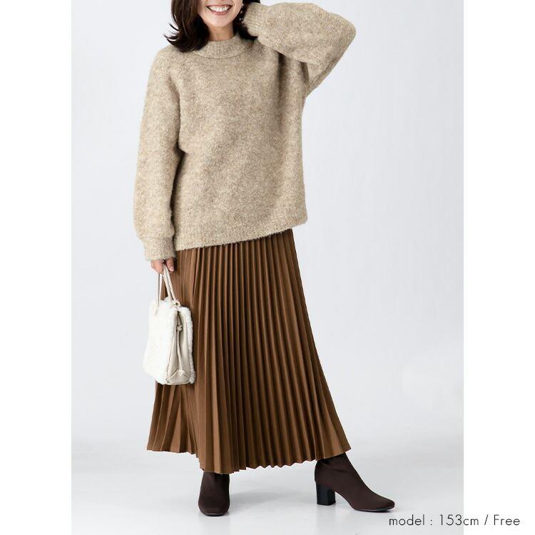 【送料無料/再入荷】 もちふわミックスブークレ袖ぽわんニット 5色 M-L 洗える レディース トップス ニット ブークレニット 上品 |  | 08