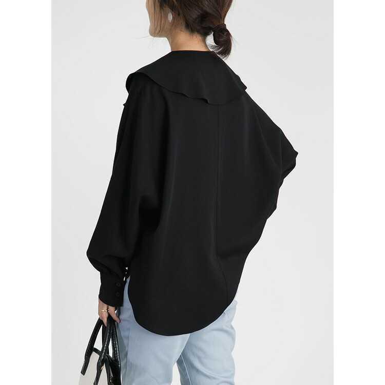 【送料無料】 フレアカラーブラウス 2色 洗える レディース トップス ブラウス フレア 再生繊維 セルロース ゆったりめ 体型隠し 長袖 ミドル丈 春秋冬 9790 |  | 10