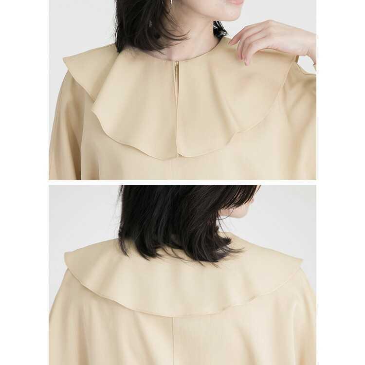 【送料無料】 フレアカラーブラウス 2色 洗える レディース トップス ブラウス フレア 再生繊維 セルロース ゆったりめ 体型隠し 長袖 ミドル丈 春秋冬 9790 |  | 13