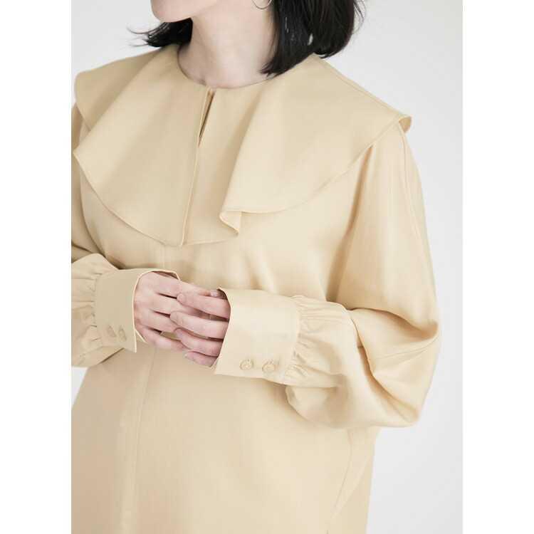 【送料無料】 フレアカラーブラウス 2色 洗える レディース トップス ブラウス フレア 再生繊維 セルロース ゆったりめ 体型隠し 長袖 ミドル丈 春秋冬 9790 |  | 14