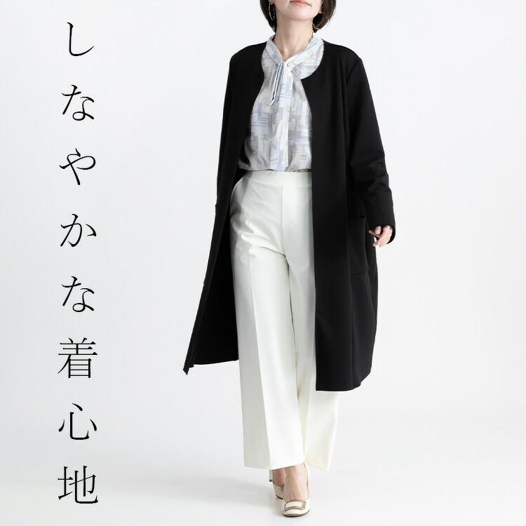 【送料無料/再入荷】 美映えするストレッチコート 3色 M L 洗える レディース アウター コート ストレッチ トッパー 長袖 無地 上品 キレイめ 体型隠し 春秋 |  | 05