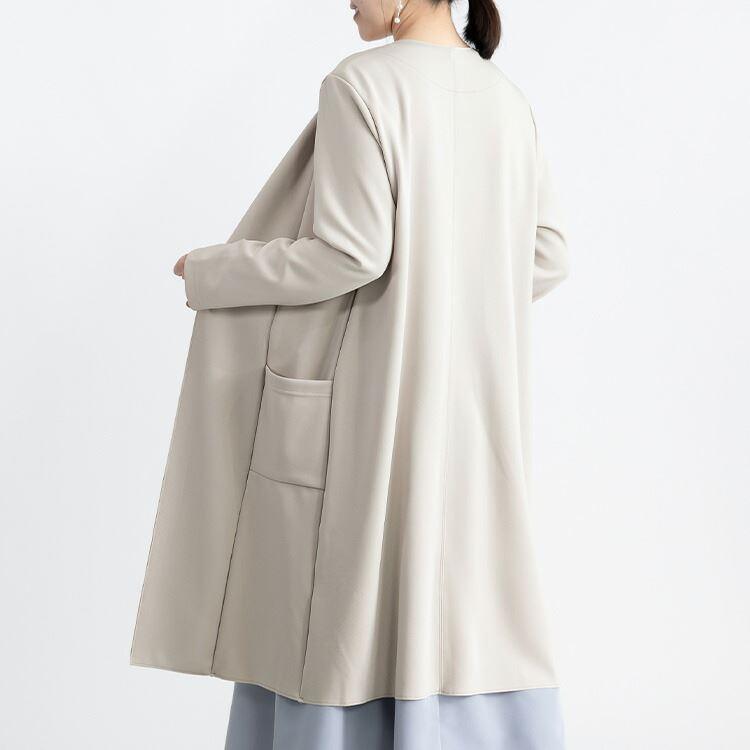 【送料無料/再入荷】 美映えするストレッチコート 3色 M L 洗える レディース アウター コート ストレッチ トッパー 長袖 無地 上品 キレイめ 体型隠し 春秋 |  | 08