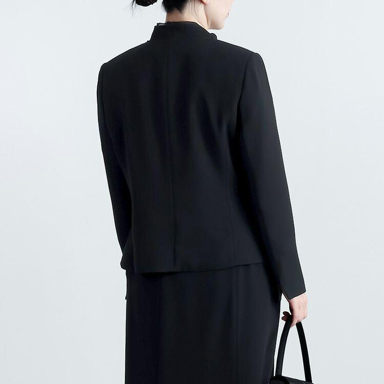 【送料無料/即出】 フリル立ち襟礼服3点スーツ 9-17号 洗える 通年 黒 喪服 礼服 葬式 卒業式 法事 お宮参り レディース ブラック フォーマル スーツ スカート |  | 10