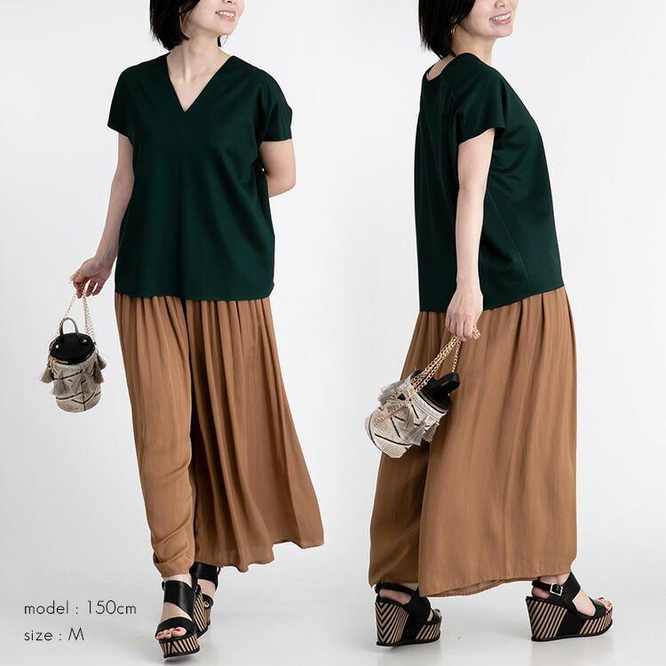 【ベージュMがラスト7着のみ/大幅値下/日本製】 バランサーキュラーフレンチスリーブT 洗える 袖裾裁ち切り 半袖 レディース トップス カットソー |  | 10