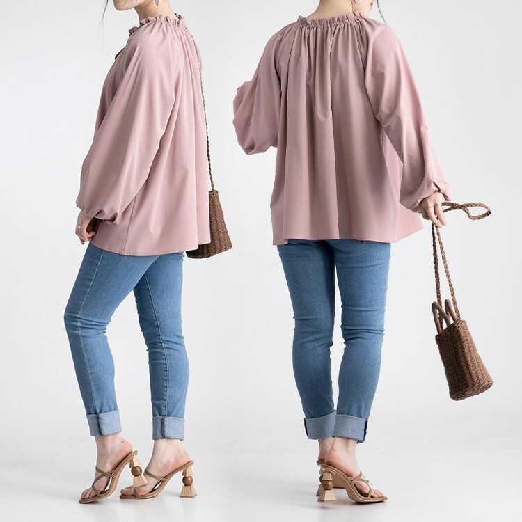 【送料無料】 袖コンシャスチュニック 3色 M L 洗える 春秋冬 レディース トップス チュニック きれいめ フェミニン とろみ ドレープ Aライン 上品 8279 |  | 10