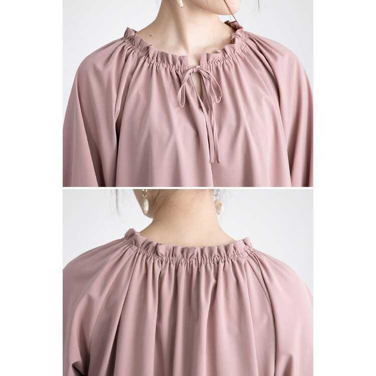 【送料無料】 袖コンシャスチュニック 3色 M L 洗える 春秋冬 レディース トップス チュニック きれいめ フェミニン とろみ ドレープ Aライン 上品 8279 |  | 15