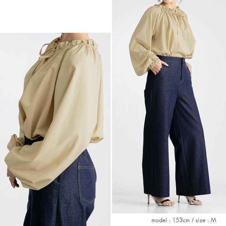 【送料無料】 袖コンシャスチュニック 3色 M L 洗える 春秋冬 レディース トップス チュニック きれいめ フェミニン とろみ ドレープ Aライン 上品 8279 |  | 08