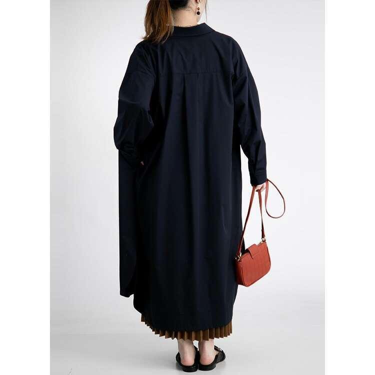 【送料無料】 大人のロング丈ラウンドヘムシャツワンピース 3色 洗える 長袖 レディース トップス ブラウス シャツ シャツワンピース ストライプ 無地 大人 |  | 11