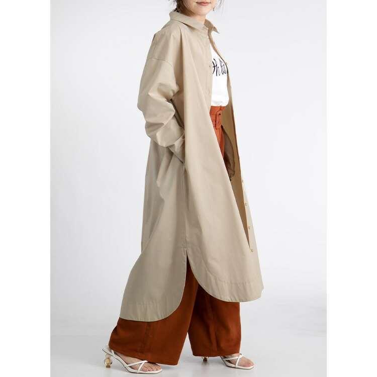 【送料無料】 大人のロング丈ラウンドヘムシャツワンピース 3色 洗える 長袖 レディース トップス ブラウス シャツ シャツワンピース ストライプ 無地 大人 |  | 07