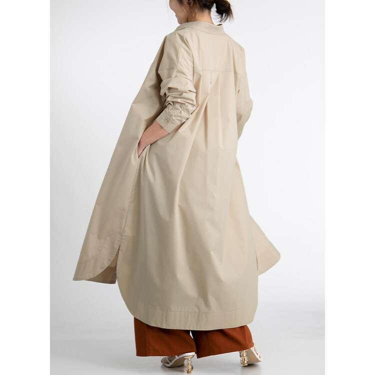 【送料無料】 大人のロング丈ラウンドヘムシャツワンピース 3色 洗える 長袖 レディース トップス ブラウス シャツ シャツワンピース ストライプ 無地 大人 |  | 08