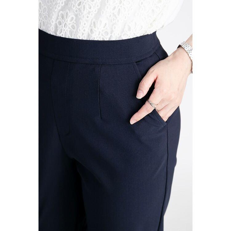 【送料無料/再入荷】【日本生地使用】スッキリ見えクロップドパンツ 5色 M-LL 洗える 楽ちん レディース ボトムス パンツ |  | 18
