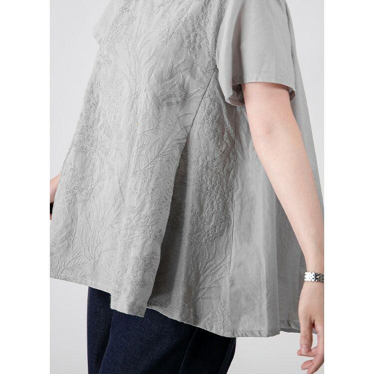 【送料無料/再入荷/30】 ボタニカル刺繍チュニック 6色 M L 洗える 半袖 綿100% レディース トップス チュニック ブラウス Aライン コットン100% 刺繍 夏 9588◇ |  | 21