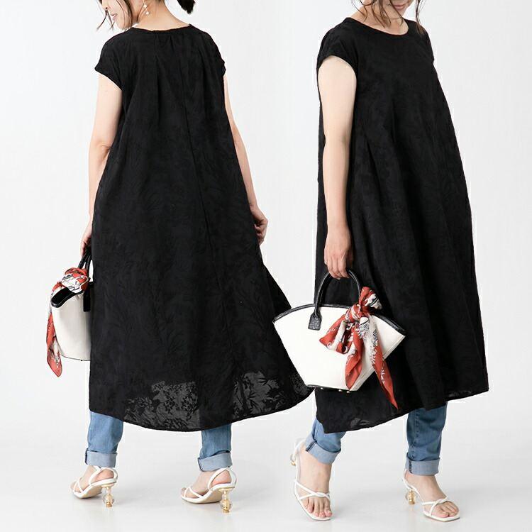 【送料無料/再入荷】 ボタニカル刺繍ワンピース 3色 M L 洗える 半袖 レディース ワンピース ロングワンピ フレンチスリーブ サマーワンピース リゾート 花柄 |  | 10