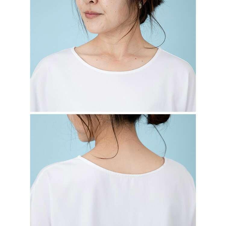 【送料無料】 プリーツが上品な異素材切替チュニック 3色 洗濯機 半袖 トップス チュニック Aライン プリーツ レディース 無地 チュニック丈 |  | 14