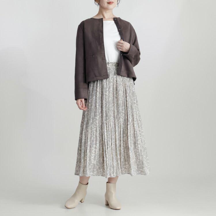 【再入荷】【送料無料】 ストレッチスエードジャケット 6色 M L 洗える 長袖 レディース アウター ジャケット ショートジャケット 丸首 スエード スウェード |  | 15