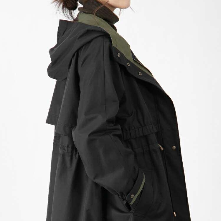 【送料無料】 ミリタリーコート 3色 M-LL レディース アウター コート ミリタリー モッズ トレンチ コート フード付き 配色 ゆったり 体型カバー 春秋冬 |  | 12