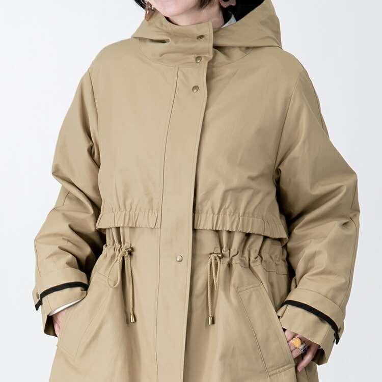 【送料無料】 ミリタリーコート 3色 M-LL レディース アウター コート ミリタリー モッズ トレンチ コート フード付き 配色 ゆったり 体型カバー 春秋冬 |  | 15