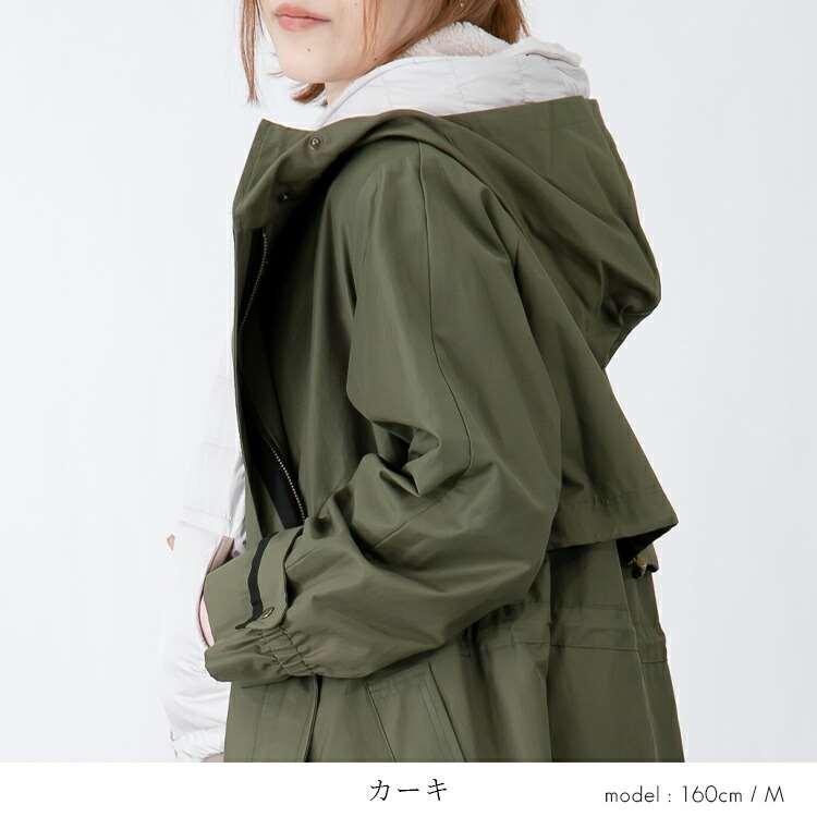 【送料無料】 ミリタリーコート 3色 M-LL レディース アウター コート ミリタリー モッズ トレンチ コート フード付き 配色 ゆったり 体型カバー 春秋冬 |  | 07