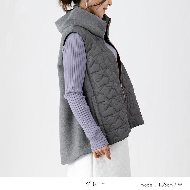 【送料無料/再入荷】 星柄キルトの中綿ベスト 3色 M L レディース アウター ベスト 中わた 袖無し 寒さ対策 体型カバー 体型隠し オシャレ 星柄 |  | 09