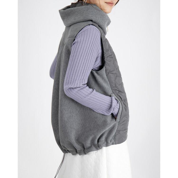 【送料無料/再入荷】 星柄キルトの中綿ベスト 3色 M L レディース アウター ベスト 中わた 袖無し 寒さ対策 体型カバー 体型隠し オシャレ 星柄 |  | 10