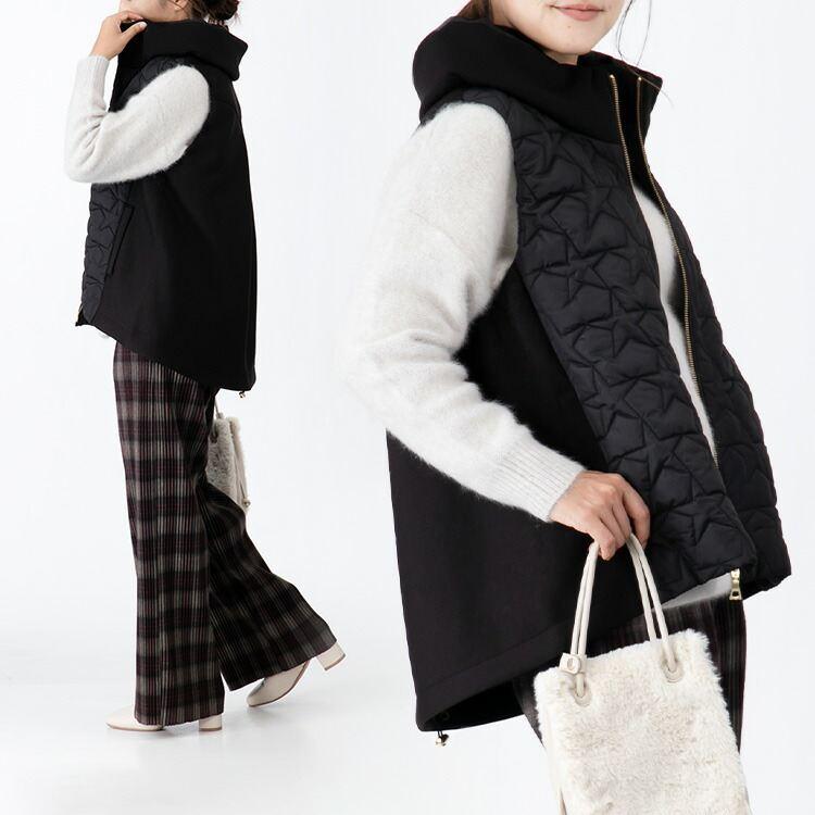 【送料無料/再入荷】 星柄キルトの中綿ベスト 3色 M L レディース アウター ベスト 中わた 袖無し 寒さ対策 体型カバー 体型隠し オシャレ 星柄 |  | 13