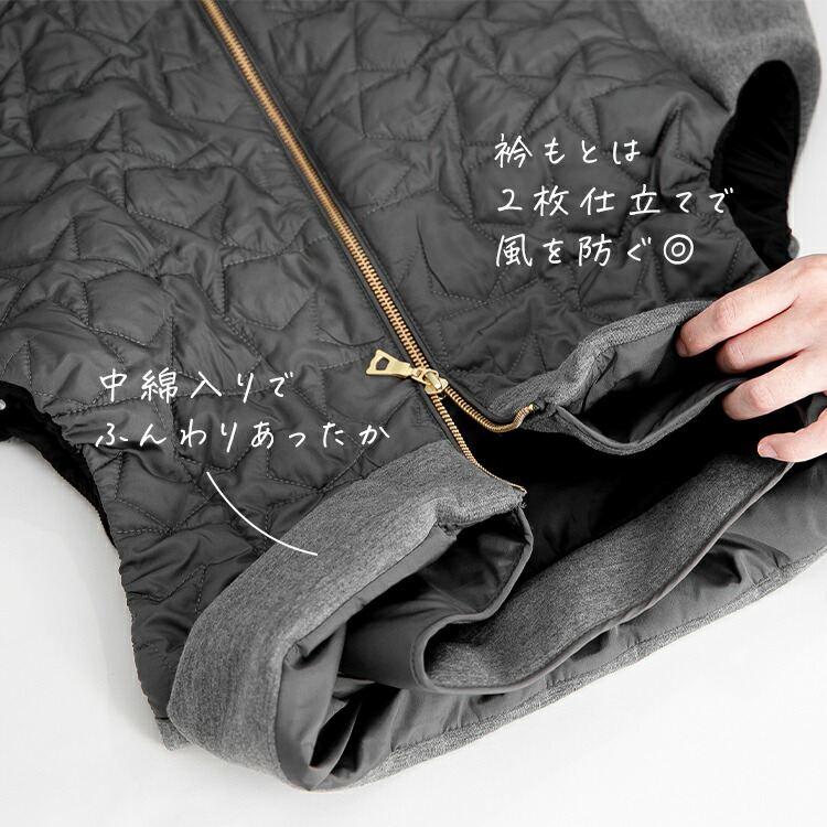 【送料無料/再入荷】 星柄キルトの中綿ベスト 3色 M L レディース アウター ベスト 中わた 袖無し 寒さ対策 体型カバー 体型隠し オシャレ 星柄 |  | 04