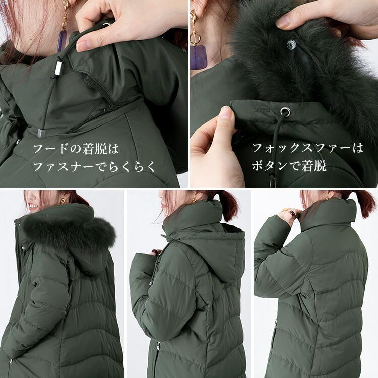 【送料無料】 極暖 ファー付きロングダウンコート 撥水加工 保温効果 レディース アウター コート ロングコート 防寒 ダウン80％ フォックスファー 暖かい 8772 |  | 15